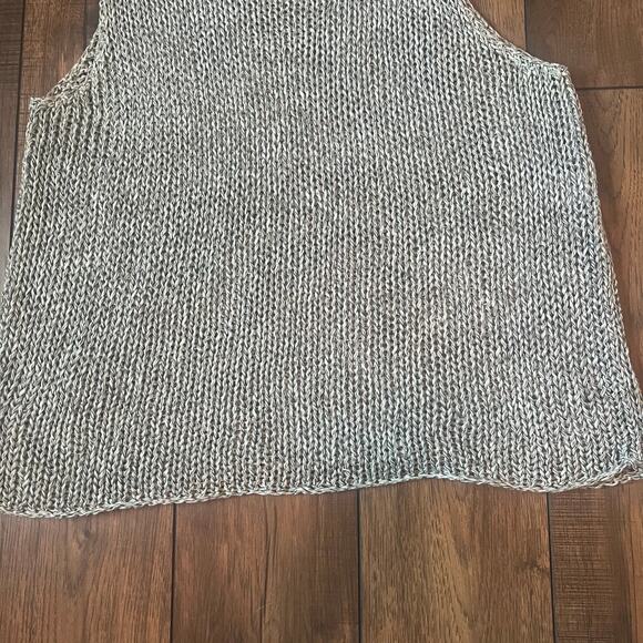 Eileen Fisher Open Knit 100% Linen Sweater Mock Neck Sleeveless Tunic Top 3X - Picture 5 of 10